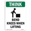 Signmission OSHA THINK Sign, Bend Knees When Lifting, 5in X 3.5in Decal, 10PK, 3.5" W, 5" L, Portrait, PK10 OS-TS-D-35-V-11899-10PK